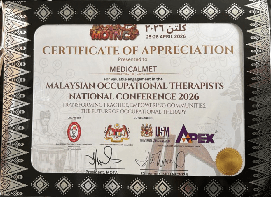 Certificate of Appreciation presented to MedicalMet at MOTNC 2026 in Kelantan